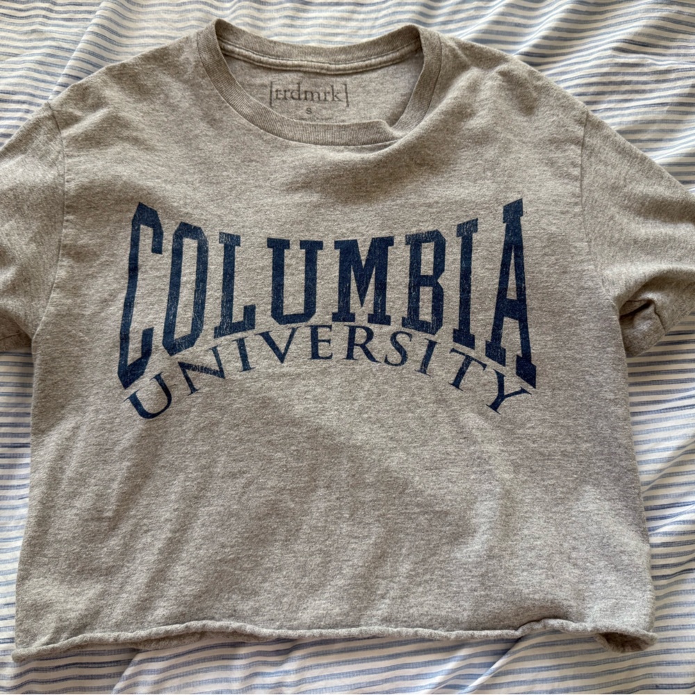 [trdmrk] Gray Columbia University Crop Top